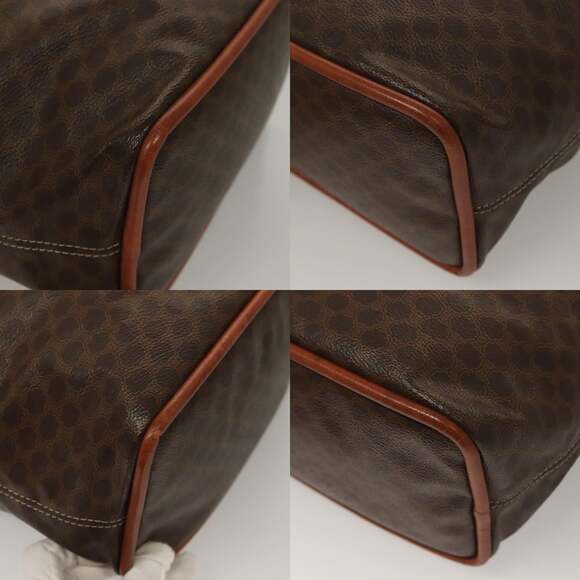 CELINE Macadam Canvas Hand Bag Pvc Leather Brown Gold - Picture 10 of 13